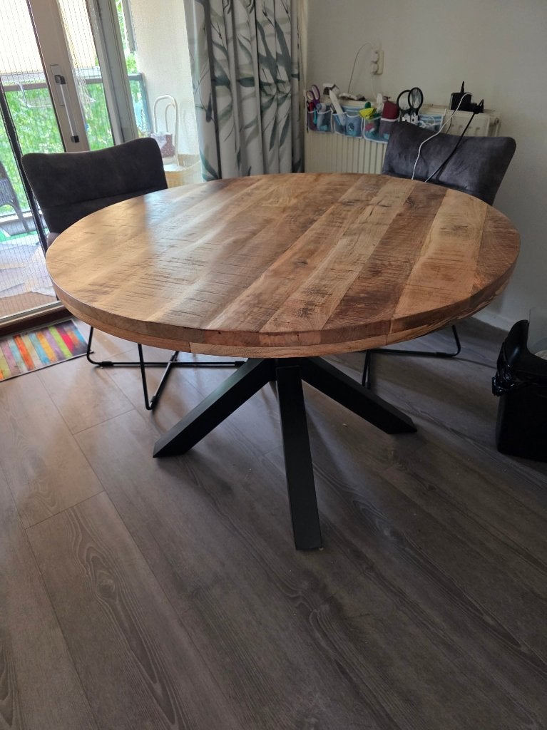 Ronde Houten Tafel, Ophalen, 50 tot 100 cm, 100 tot 150 cm, Zo goed als nieuw
