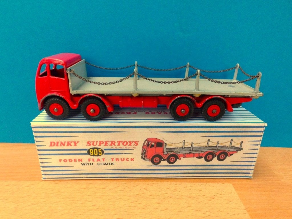 DINKY TOYS No. 905 FODEN KETTINGWAGEN MET REPRO DOOS (3), Ophalen of Verzenden, Gebruikt, Bus of Vrachtwagen, Dinky Toys