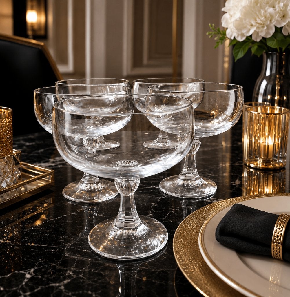 Prachtige Set van 5 Vintage Bohemia Kristallen Coupes (12cm), Ophalen of Verzenden, Zo goed als nieuw, Overige typen
