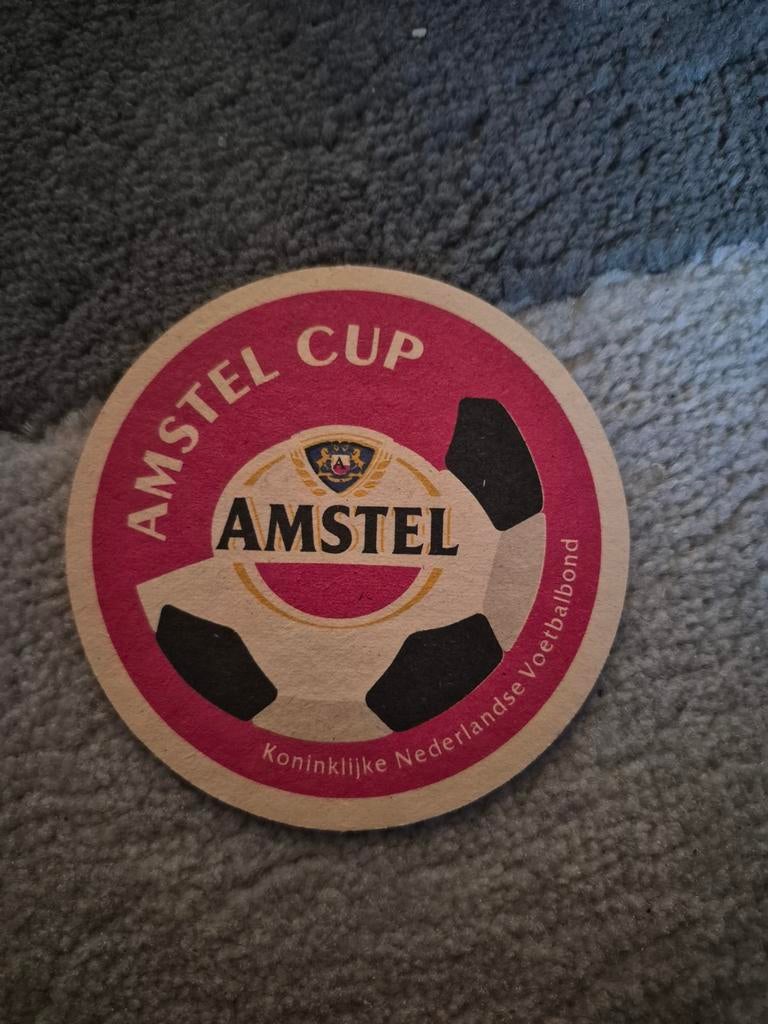 Amstel Cup bierviltje - Koninklijke Nederlandse Voetbalbond, Ophalen of Verzenden, Gebruikt, Viltje(s), Amstel
