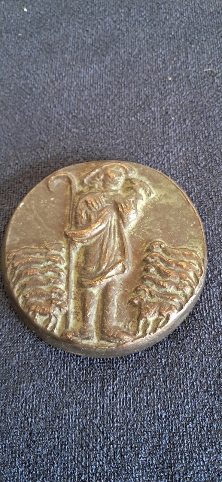 Bronzen Gietpenning "De Goede Herder", Ophalen of Verzenden, Brons