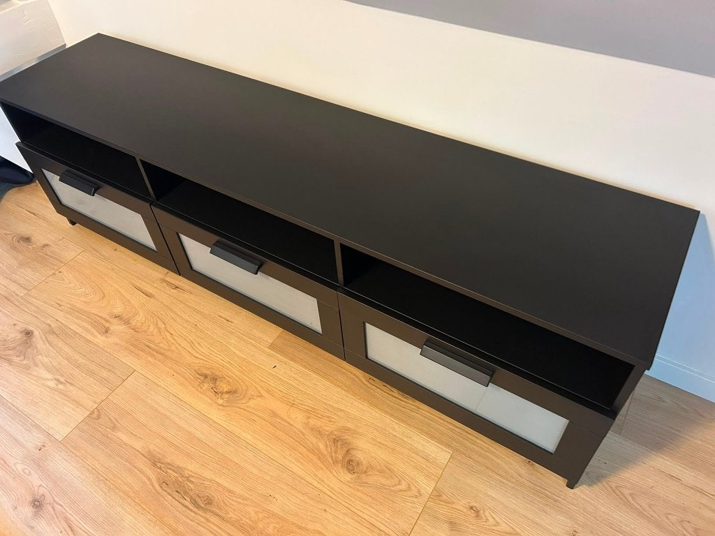 IKEA BRIMNES TV-meubel zwart, 180x41x53 cm, Ophalen, 150 tot 200 cm, Zo goed als nieuw, Minder dan 100 cm
