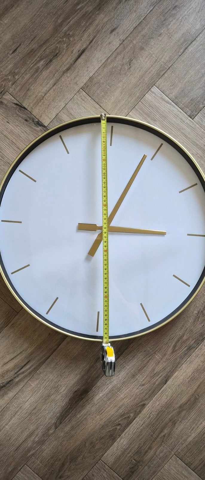 Grote moderne wandklok - Wit met goudkleurige accenten, Ophalen, Wandklok, Wit, Analoog