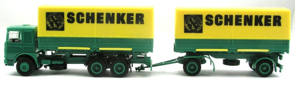 Herpa MAN F 8 Schenker huif wisselbak aanhanger, Hobby en Vrije tijd, Ophalen of Verzenden, Zo goed als nieuw, Bus of Vrachtwagen