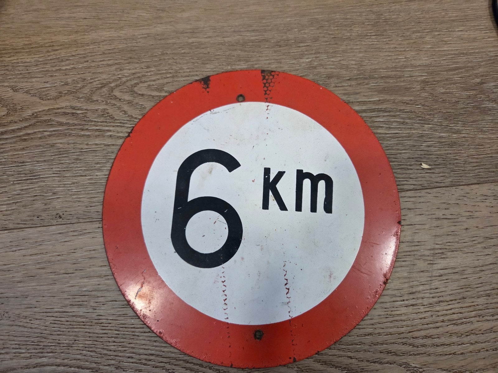 Vintage Verkeersbord 6 km - Decoratief Item, Verzamelen, Ophalen of Verzenden