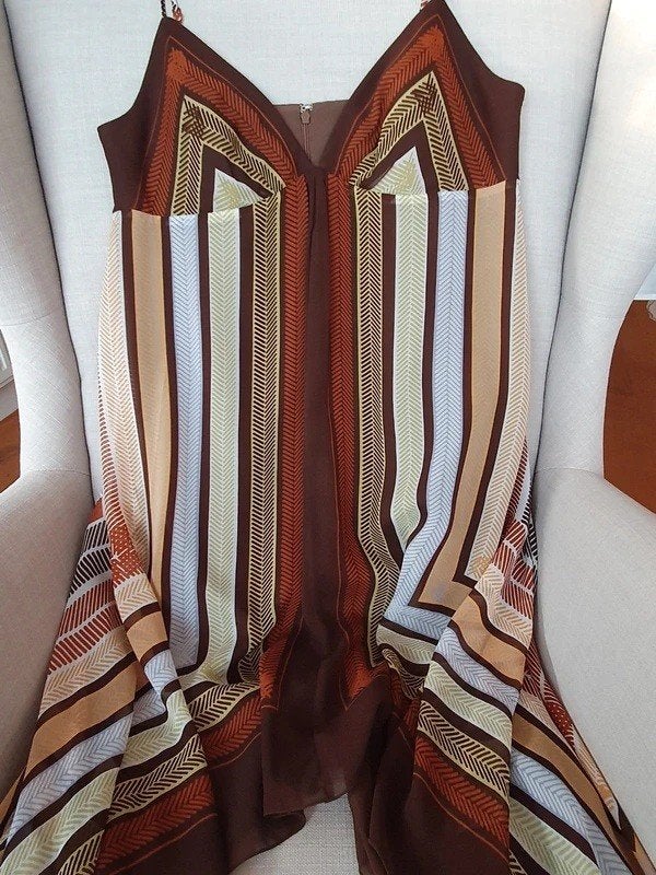 Summer evening dress from Max and Cleo, top layer is silk, Maat 38/40 (M), Meerkleurig, Max and Cleo, Ophalen of Verzenden