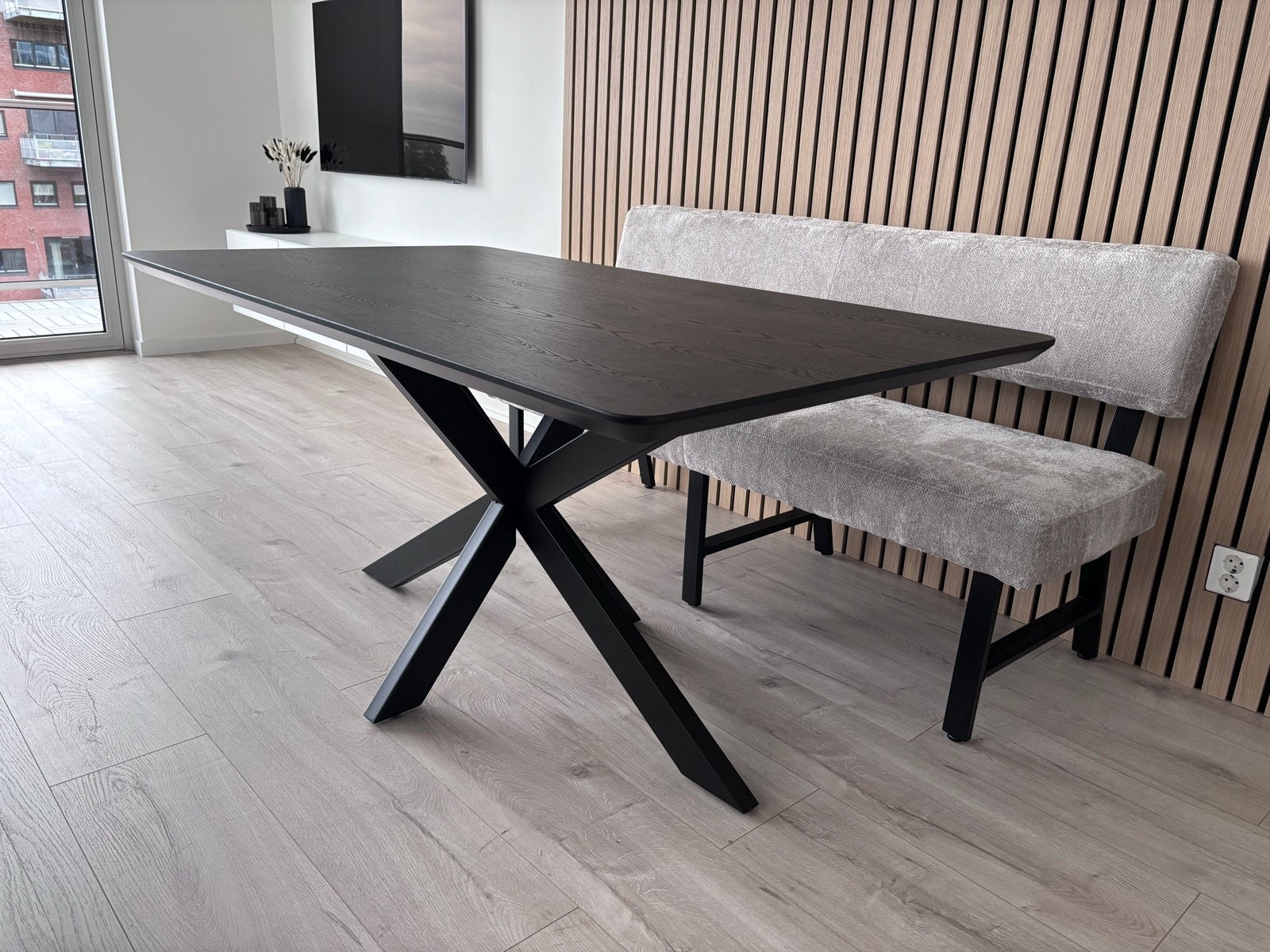 Haco eettafel “William” - Zwart, Huis en Inrichting, Tafels | Eettafels, Ophalen, Eikenhout, 50 tot 100 cm, Zo goed als nieuw