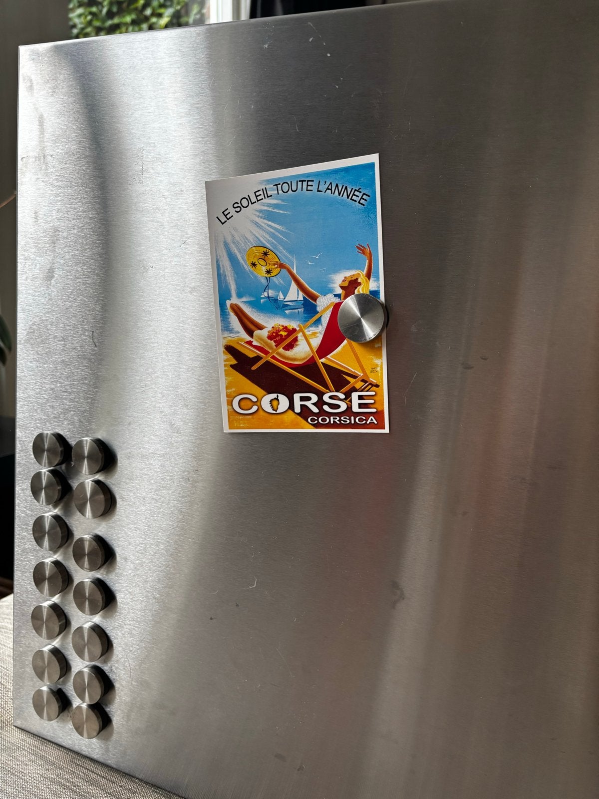 Roestvrijstalen magneetbord met magneten, Huis en Inrichting, Ophalen, Gebruikt