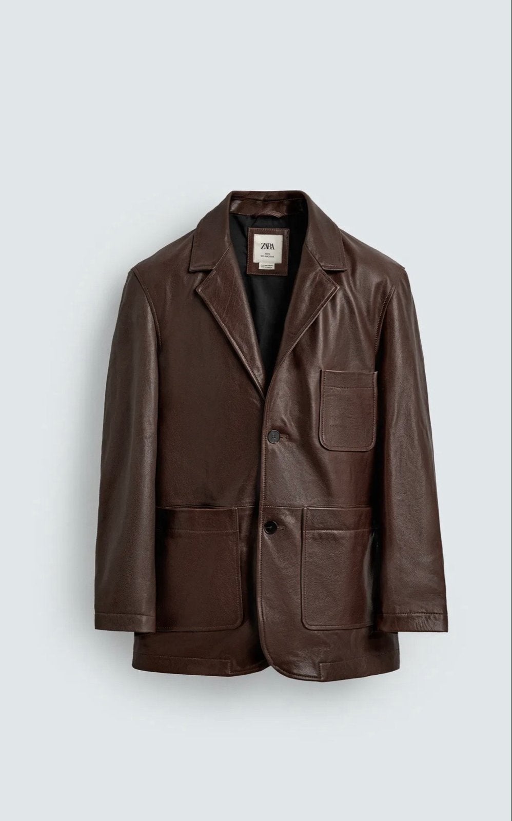 Zara Leren Blazer Bruin Zara Limited Edition Blazer 100%leer, Ophalen of Verzenden, Nieuw, Maat 48/50 (M), Bruin