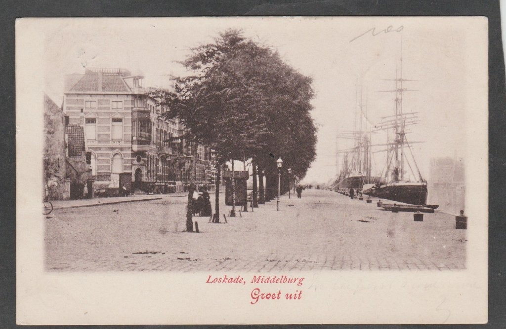 middelburg  loskade met schepen, Verzenden, Voor 1920, Gelopen, Zeeland