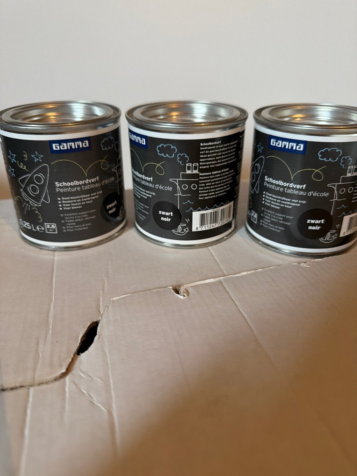Gamma Schoolbordverf Zwart - 0.25L (3 stuks), Ophalen, Zwart, Nieuw, Verf
