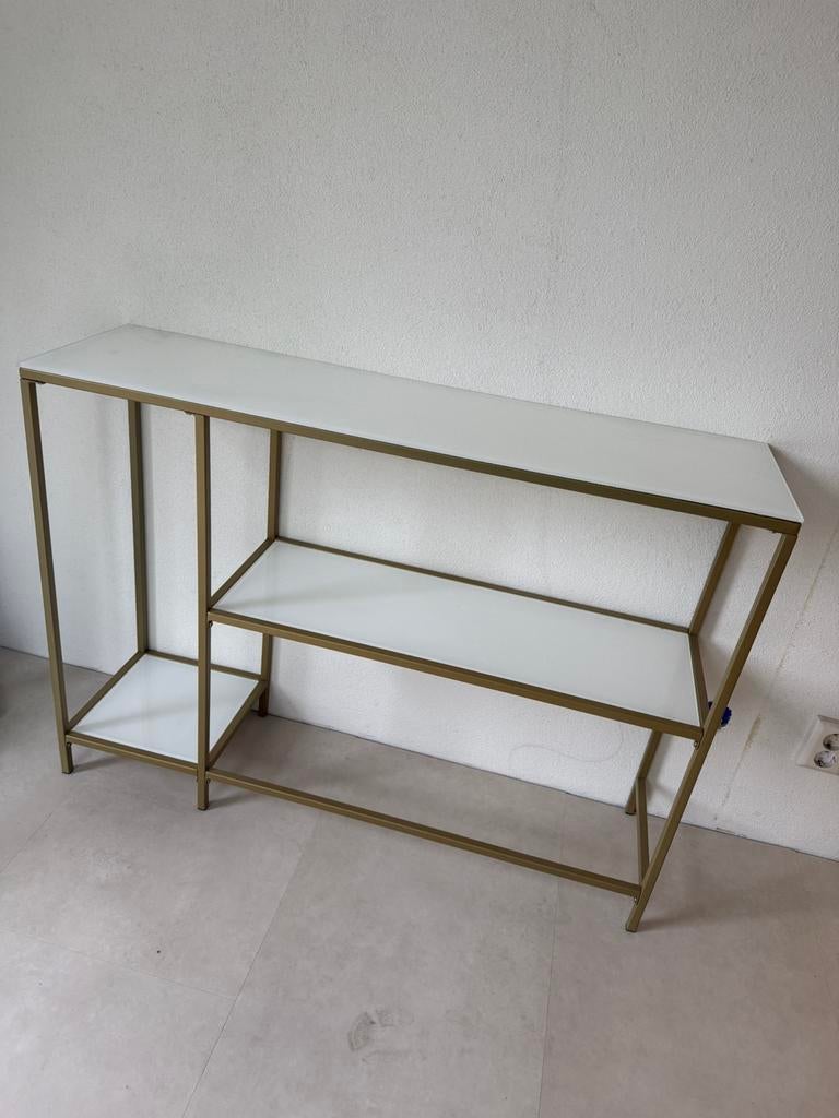 Glazen dressoir jysk, Huis en Inrichting, Ophalen, 100 tot 150 cm, Zo goed als nieuw, 25 tot 50 cm