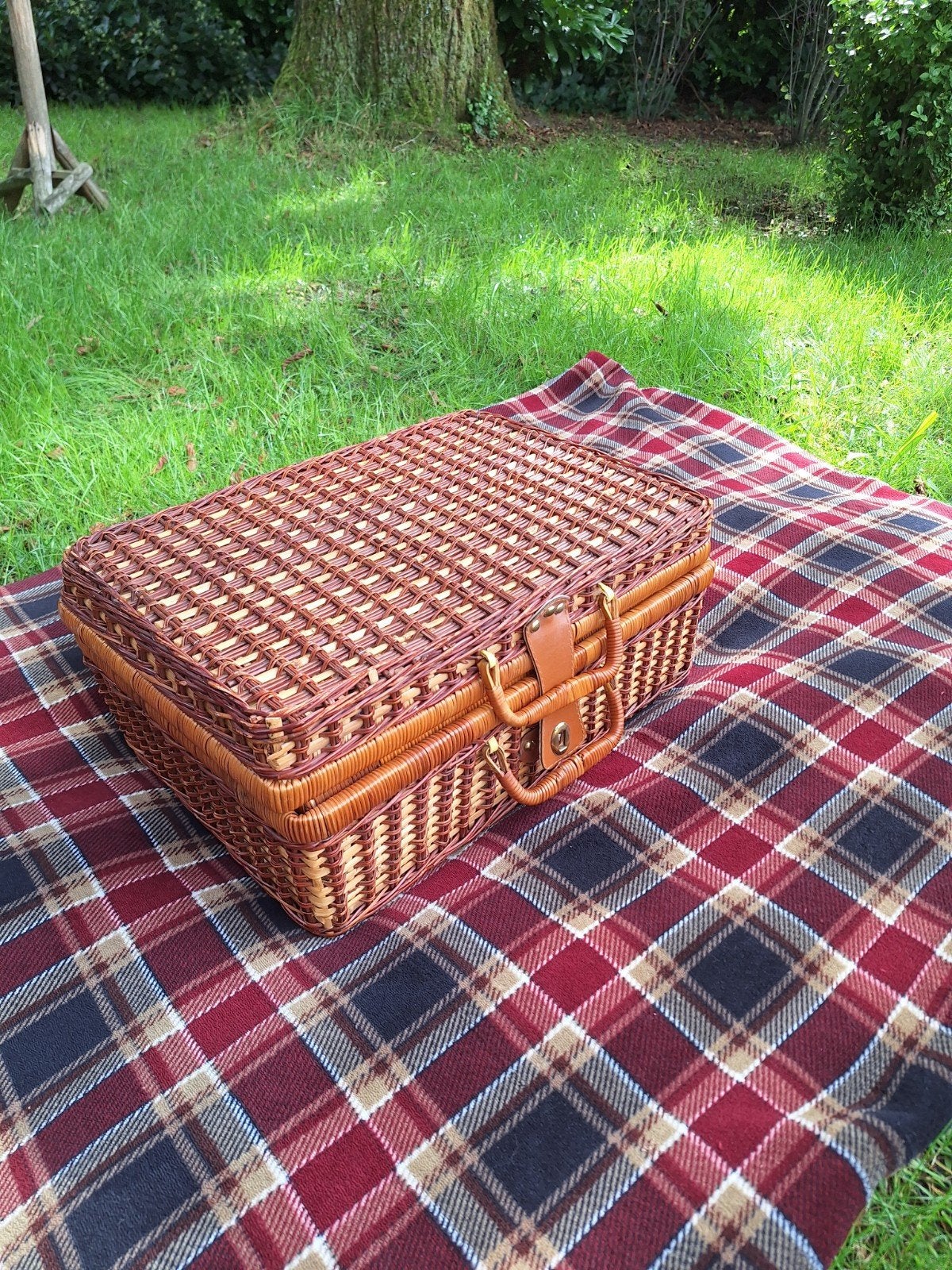 Vintage picknickmand van riet - perfect voor buiten, Hobby en Vrije tijd, Ophalen, Gebruikt, Zonder inhoud