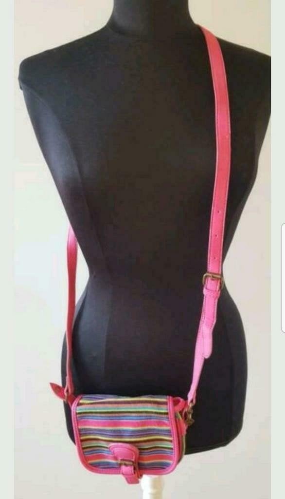 Vrolijk gestreept roze Ibiza Crossbody tasje, Ophalen of Verzenden, Zo goed als nieuw, Roze