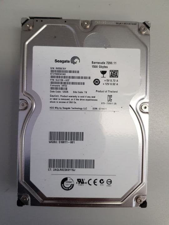 Seagate Barracuda 1.5Tb HDD 3.5inch, Computers en Software, Intern, Gebruikt, Ophalen of Verzenden, 1500Gb