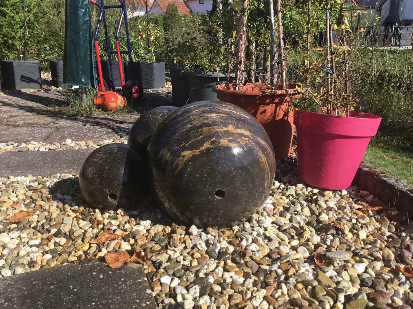 Massieve natuursteen waterornamenten (set van 3), Tuin en Terras, Ophalen, Gebruikt, Graniet, Waterornament