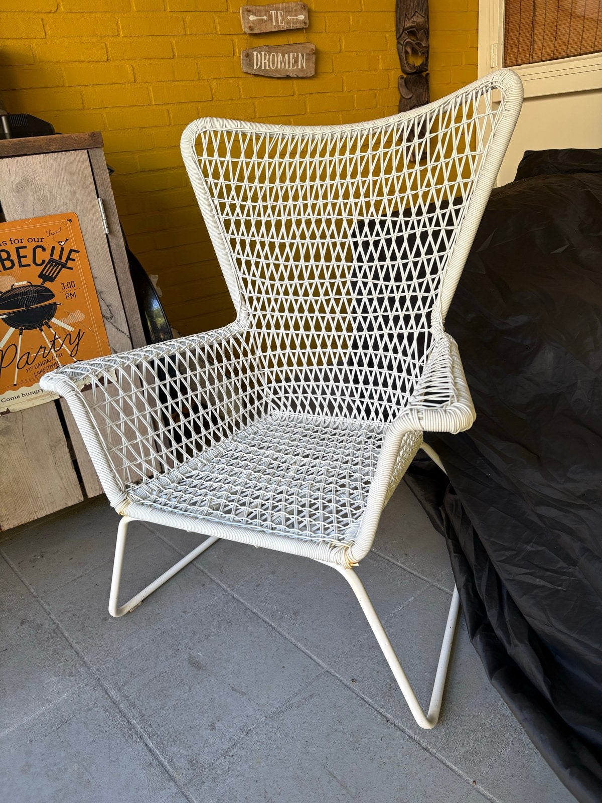 IKEA Tuinstoel - Wit Wicker Design, Ophalen, Gebruikt, Wicker