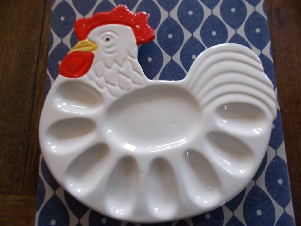 🥚Eierschaal kip,eierbord,gevulde eieren., Gebruikt, Ophalen of Verzenden, Schaal of Schalen, Overige stijlen