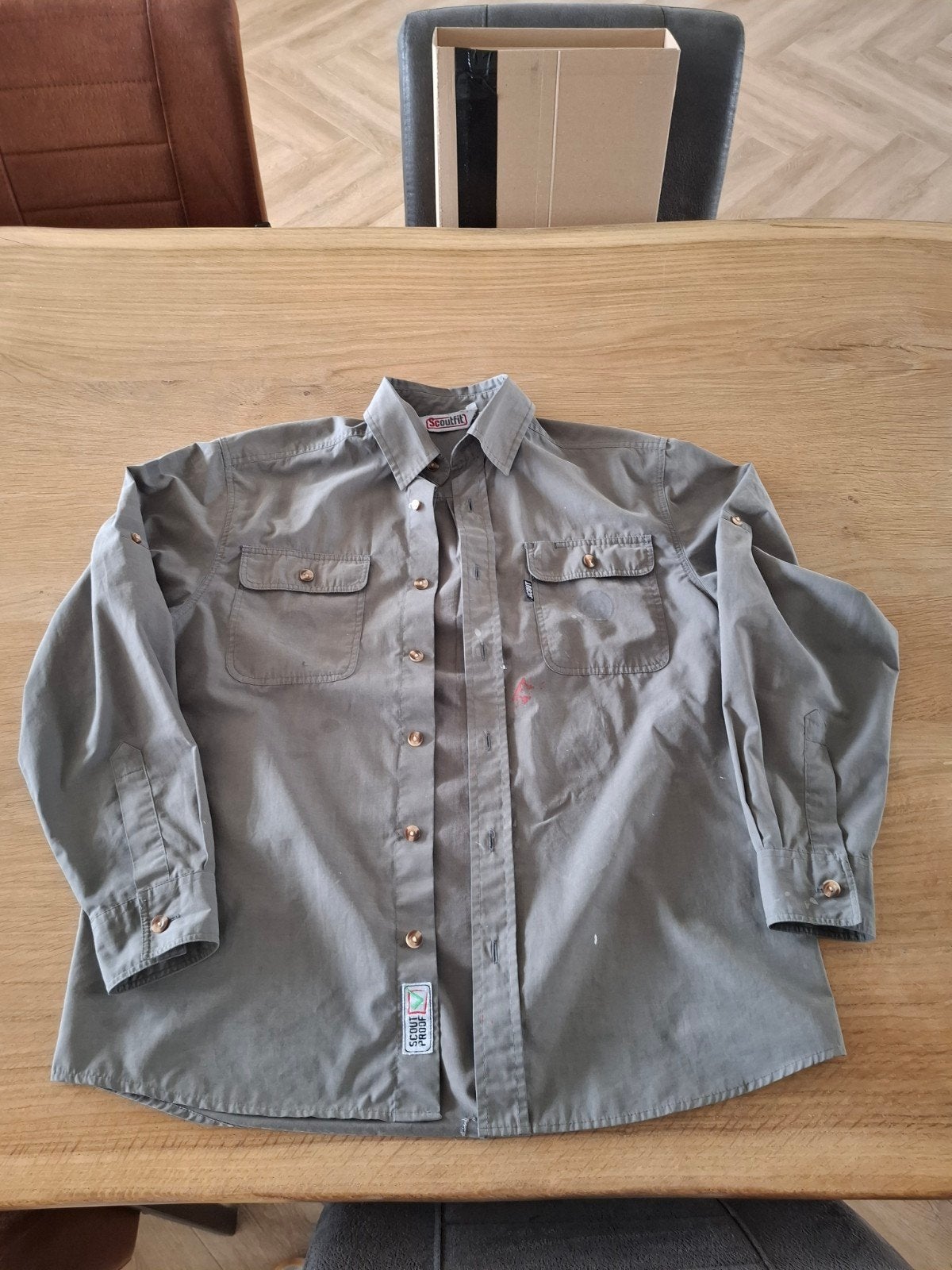grijze scoutfit Scout blouse maat 164 met gebruikssporen, Ophalen of Verzenden, Gebruikt, Kleding