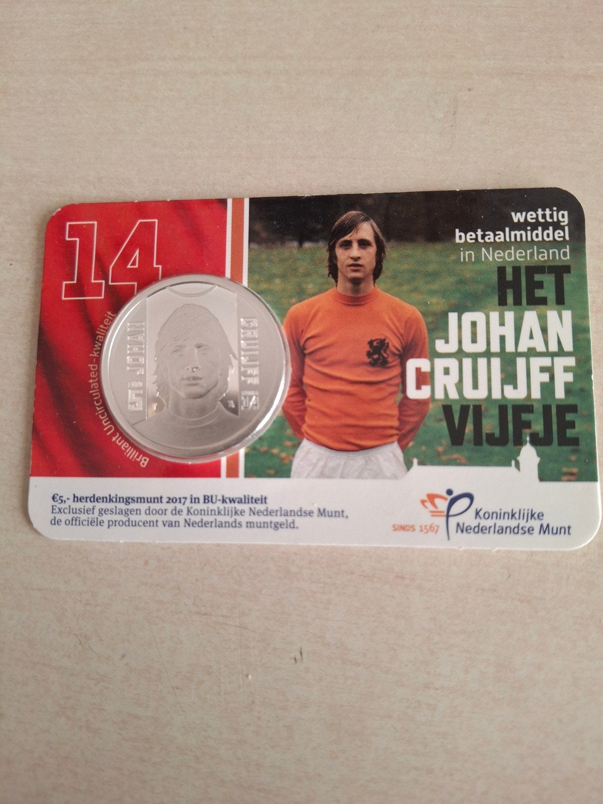 Zwaar Verzilverd Vijfje Johan Cruyff No 03970 BU-kwaliteit, Koningin Beatrix, Zilver, Losse munt, Overige waardes