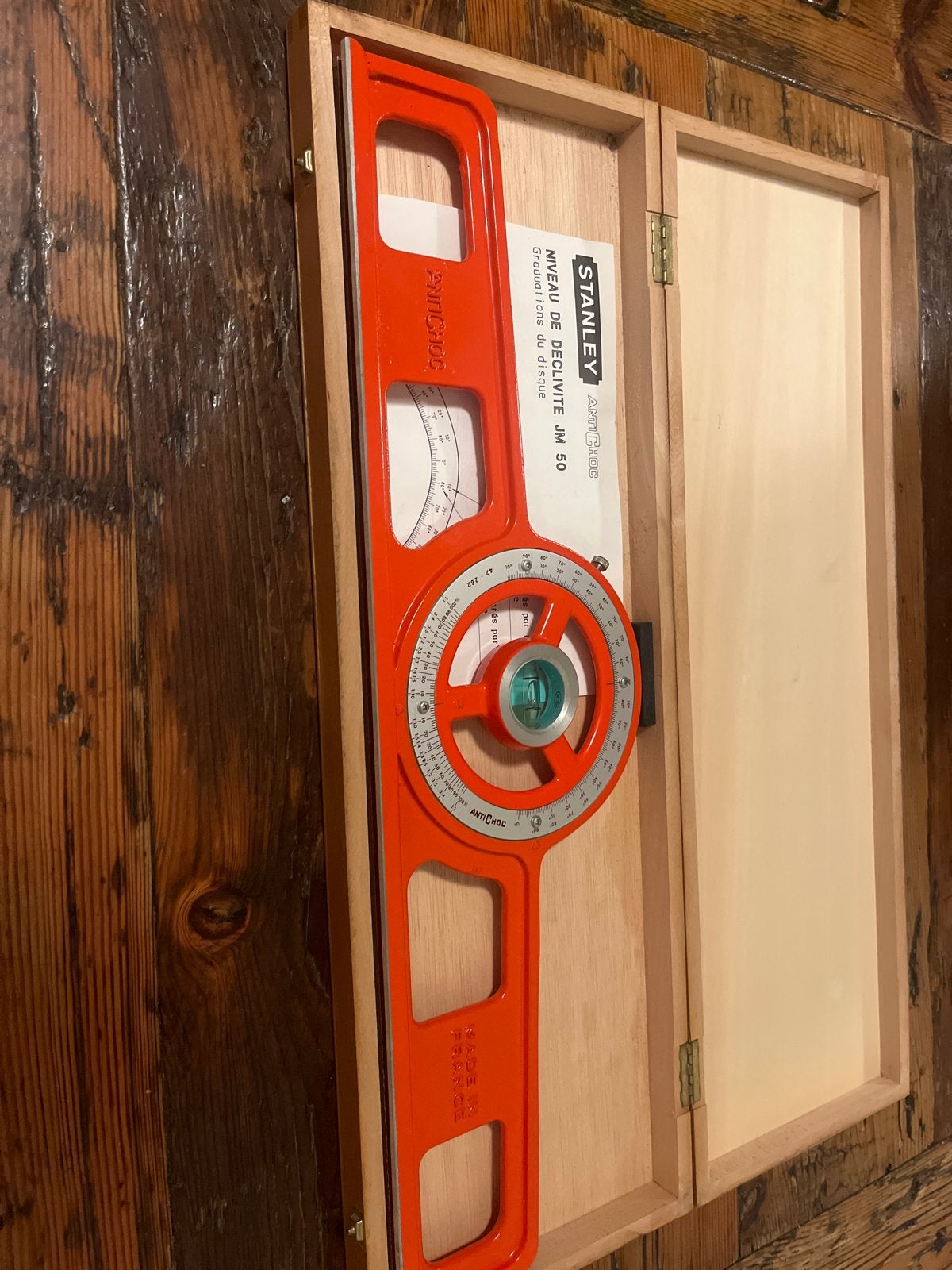 Stanley JM 50 Hellingsmeter in houten kist gradenmeter, Ophalen of Verzenden