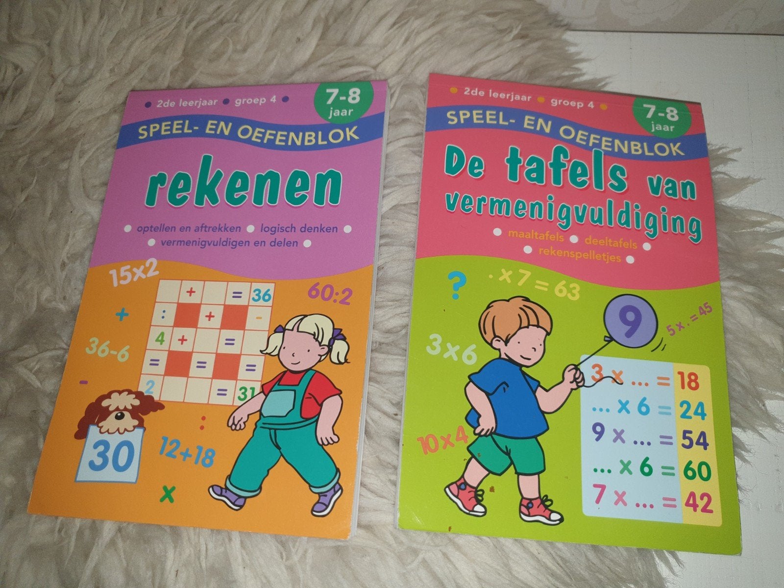 2 Speel- en Oefenblokken Rekenen en Tafels 7-8 jaar, Boeken, Kinderboeken | Baby's en Peuters, Zo goed als nieuw, 6 tot 12 maanden
