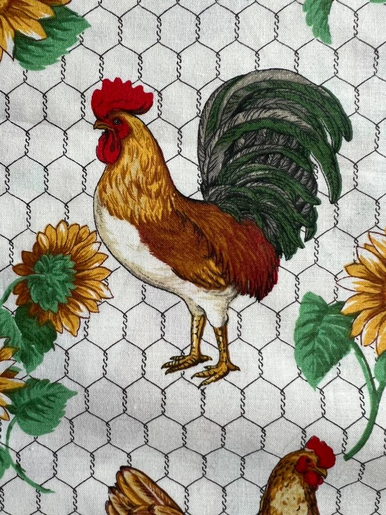 Vintage stof kippen en zonnenbloemen van Sharon Kessler, 120 cm of meer, Ophalen of Verzenden, Katoen, Nieuw