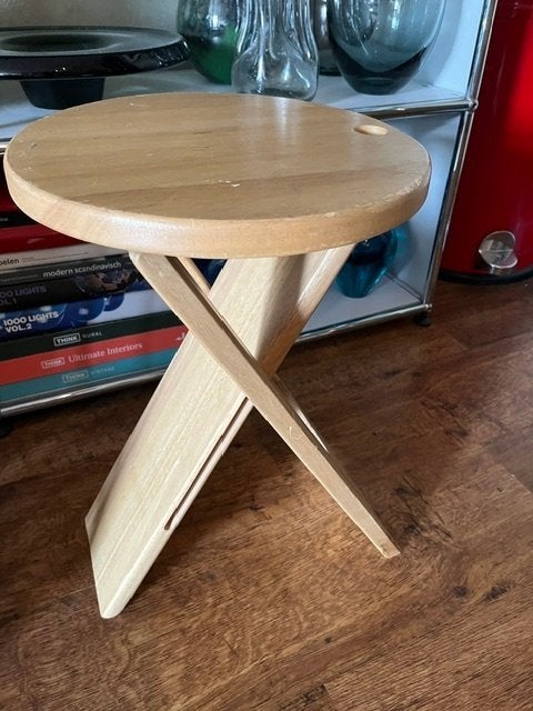 Vintage design Roger Tallon kruk(jes) jaren 80, Huis en Inrichting, Krukjes, Ophalen, Gebruikt, Hout