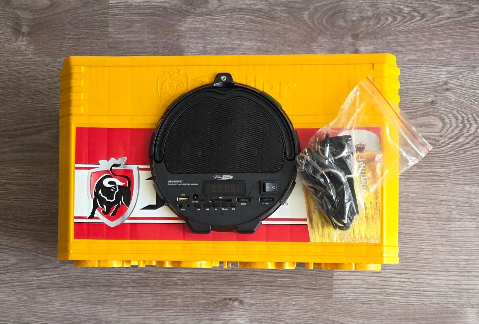 Jupiler speaker krat met Caliber soundsysteem, Audio, Tv en Foto, Luidsprekers, Gebruikt, Draagbare speaker, Bluetooth, Minder dan 60 watt