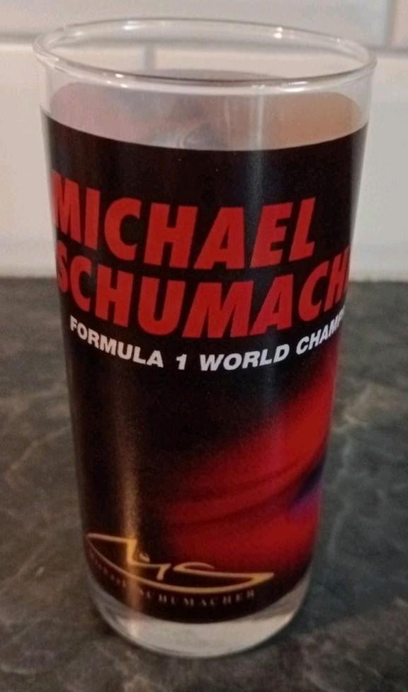 Michael Schumacher glas vintage, Ophalen, Zo goed als nieuw, Gebruiksvoorwerp
