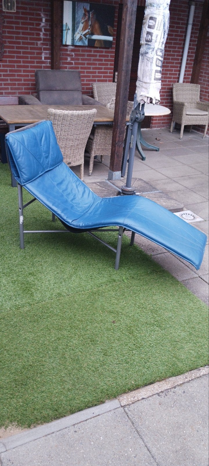 VINTAGE IKEA BLAUWE SKYE CHAISE LONGUE DOOR TORD BJORKLUND, Huis en Inrichting, Ophalen, Blauw, Eén
