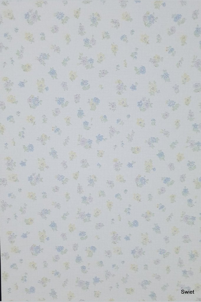 14035 Origineel vintage oud behang pastel bloemen 50s swiet, Ophalen of Verzenden, Blauw