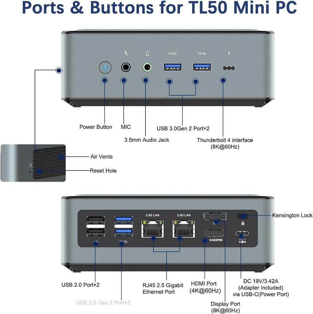 Minisforum TL50, Intel Core i5-1135G7, 16GB / 512GB, Minisforum, Gebruikt, SSD, Intel Core i5