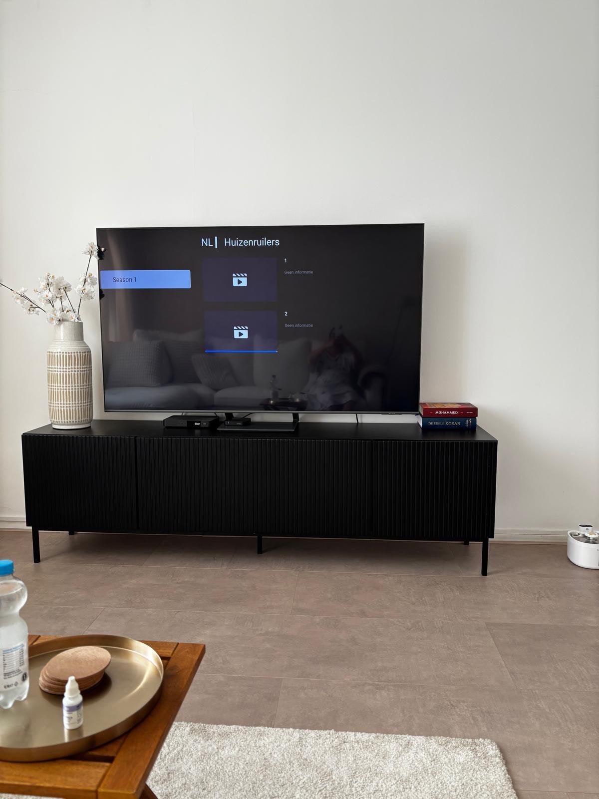 TV meubel zwart, Ophalen, Gebruikt, 25 tot 50 cm, Minder dan 100 cm
