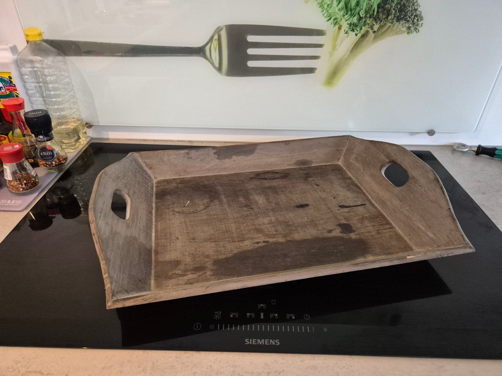Houten dienblad 38x49cm - Gebruikt, Gebruikt, Ophalen of Verzenden, Dienblad, Met handvatten