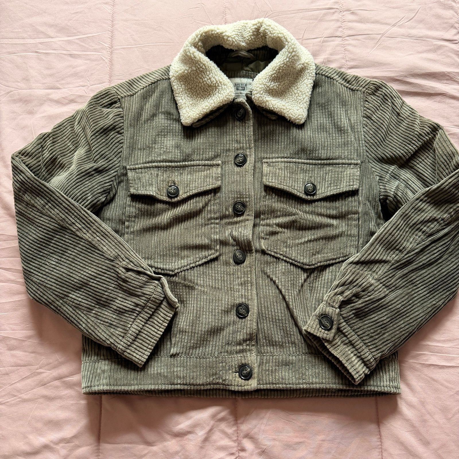 Stoer groen/khaki jasje America Today XS, Ophalen of Verzenden, Gedragen, Maat 34 (XS) of kleiner, Groen