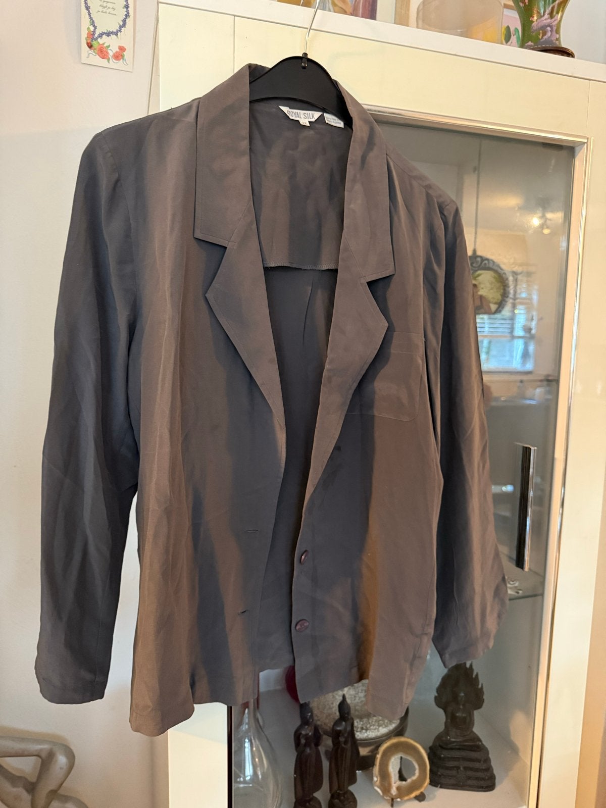 Royal Silk 100% Zijden jasje Maat 42/44 Grijs, Kleding | Dames, Ophalen of Verzenden, Gedragen, Maat 38/40 (M), Grijs