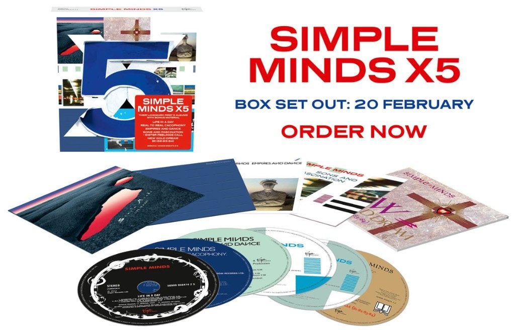 6Cd Box Simple Minds X5 Life In A Day to New Gold Dream ZGAN, Ophalen of Verzenden, Zo goed als nieuw, Pop, Boxset