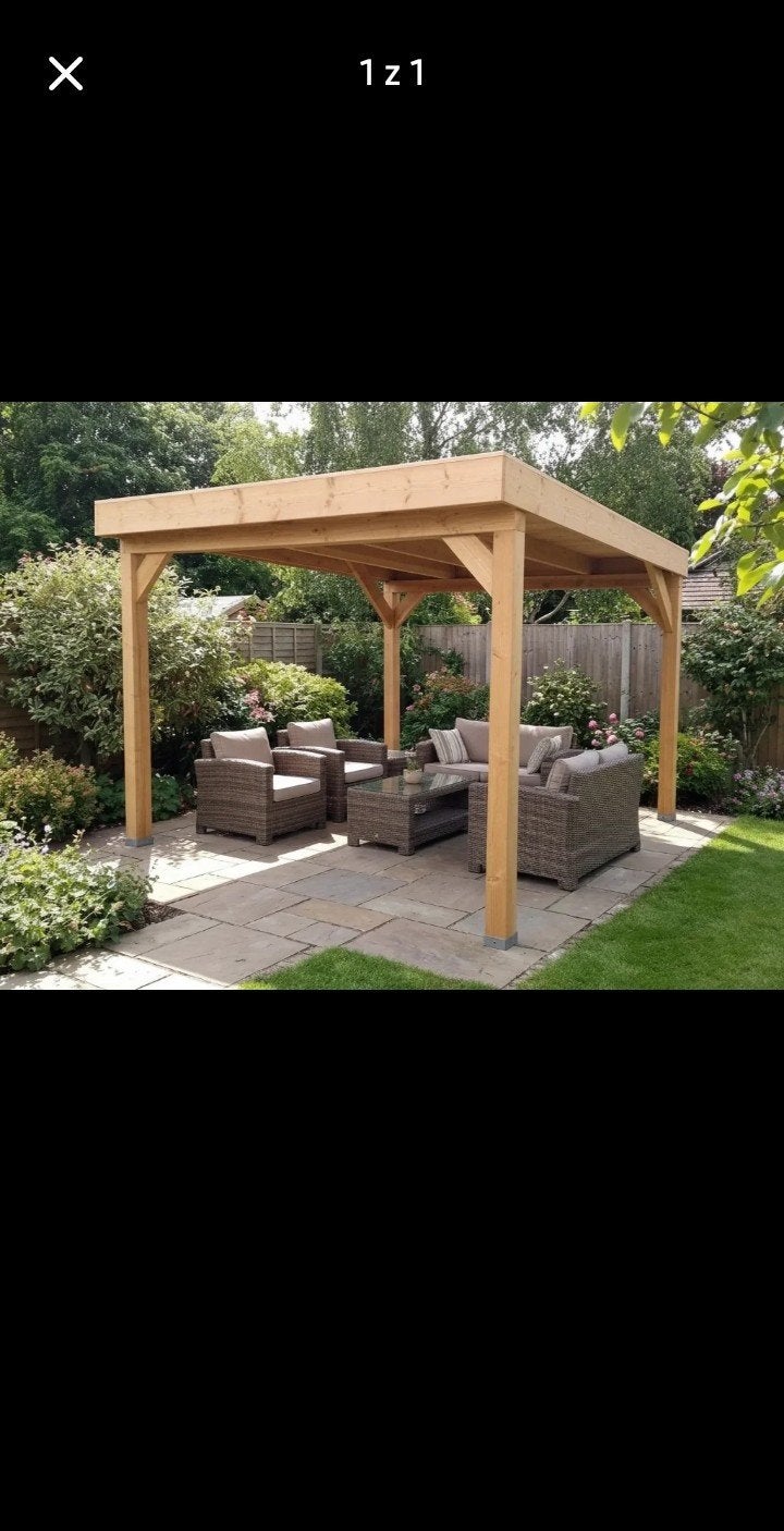 Douglas Houten Overkapping Bouwpakket - Fijn Bezaagd, Ophalen, Nieuw, Tuinpaviljoen