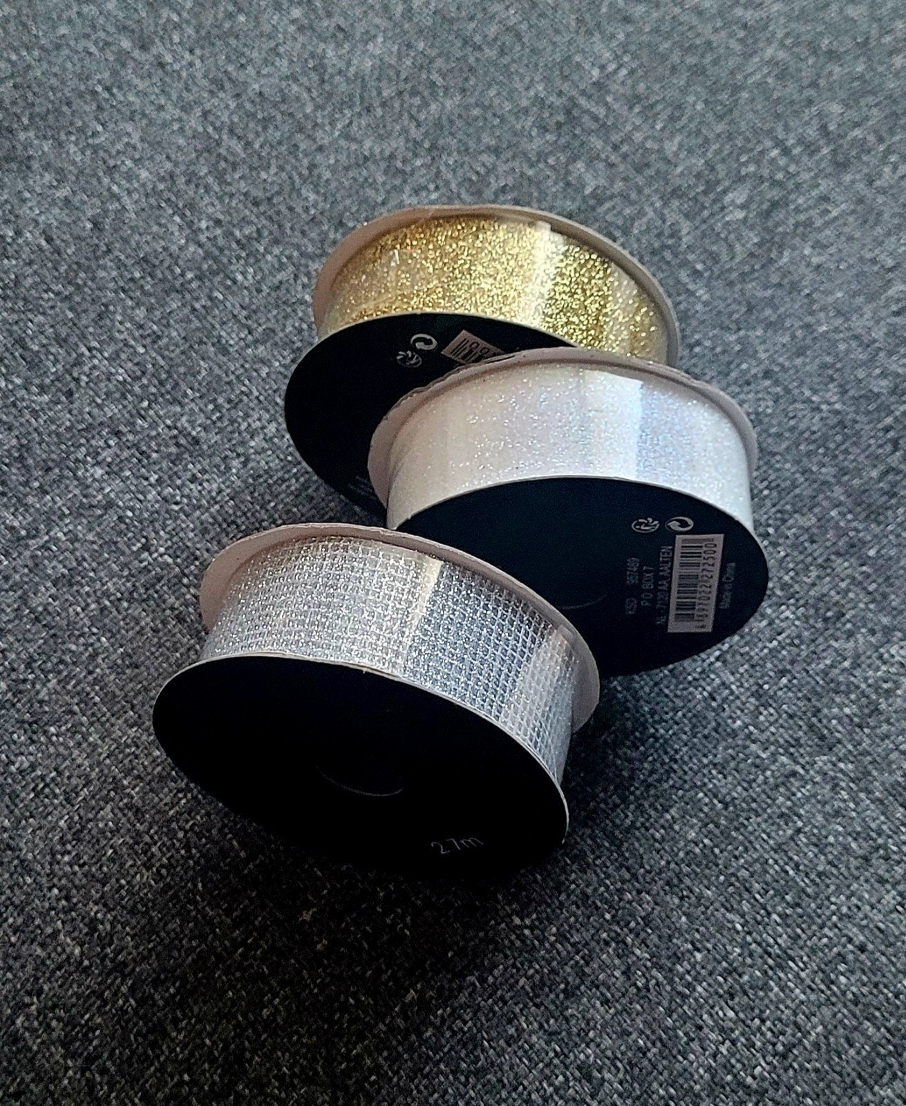 Glitter lint set - Goud, zilver en wit, nieuw 2,7m, Ophalen, Overige thema's, Textiel, Nieuw