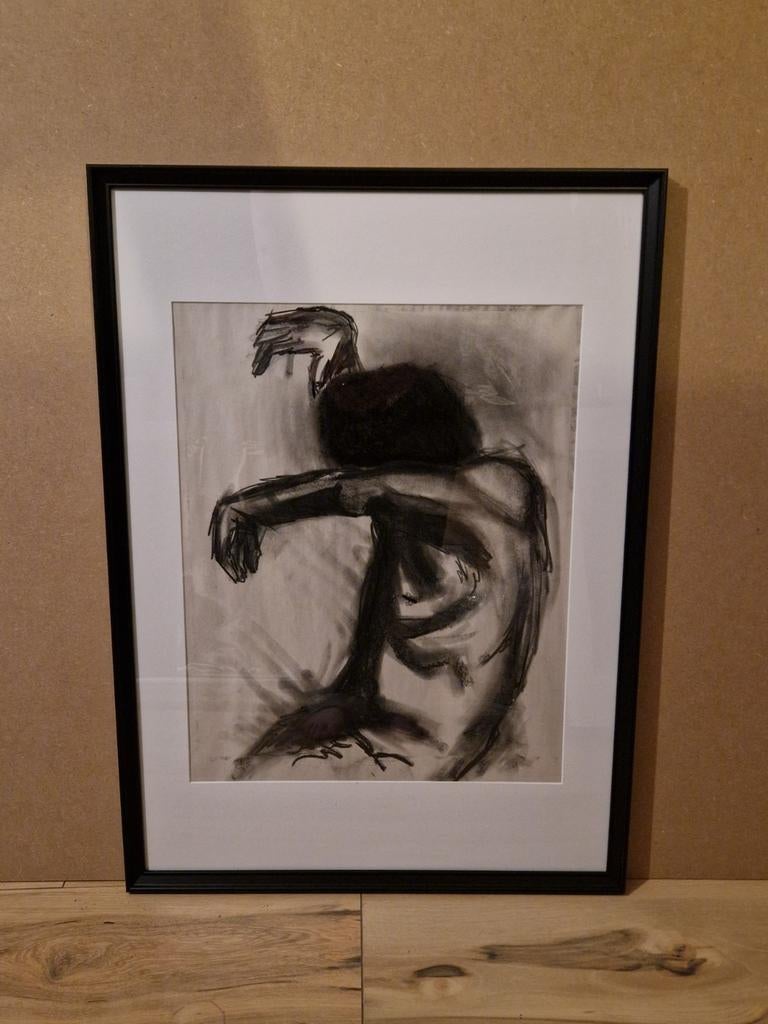 Ingelijste kunst: expressieve figuur, 70x50 cm, nieuw, Antiek en Kunst, Kunst | Tekeningen en Foto's, Ophalen