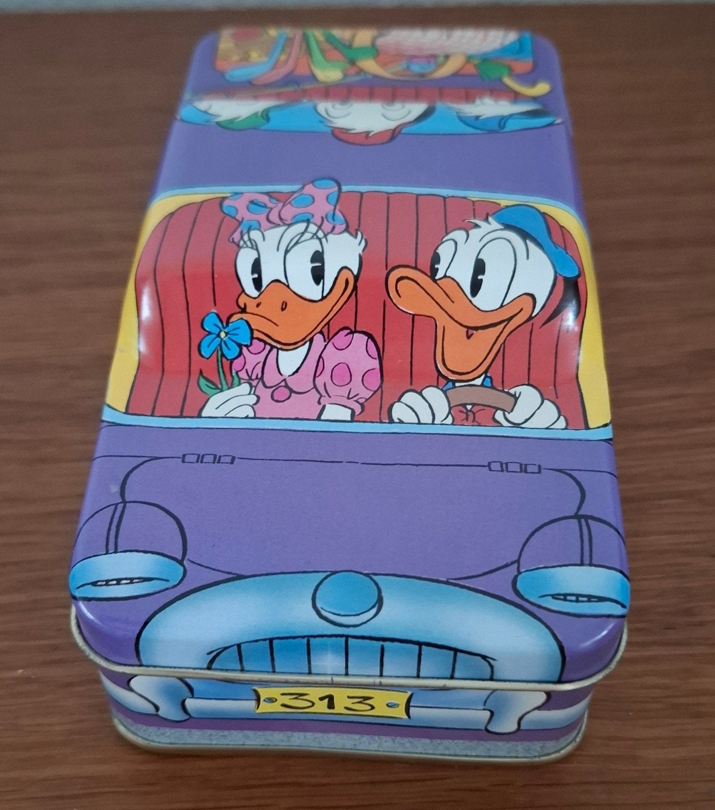 Vintage Donald Duck blikken doos, Verzamelen, Ophalen of Verzenden, Donald Duck, Zo goed als nieuw, Beeldje of Figuurtje