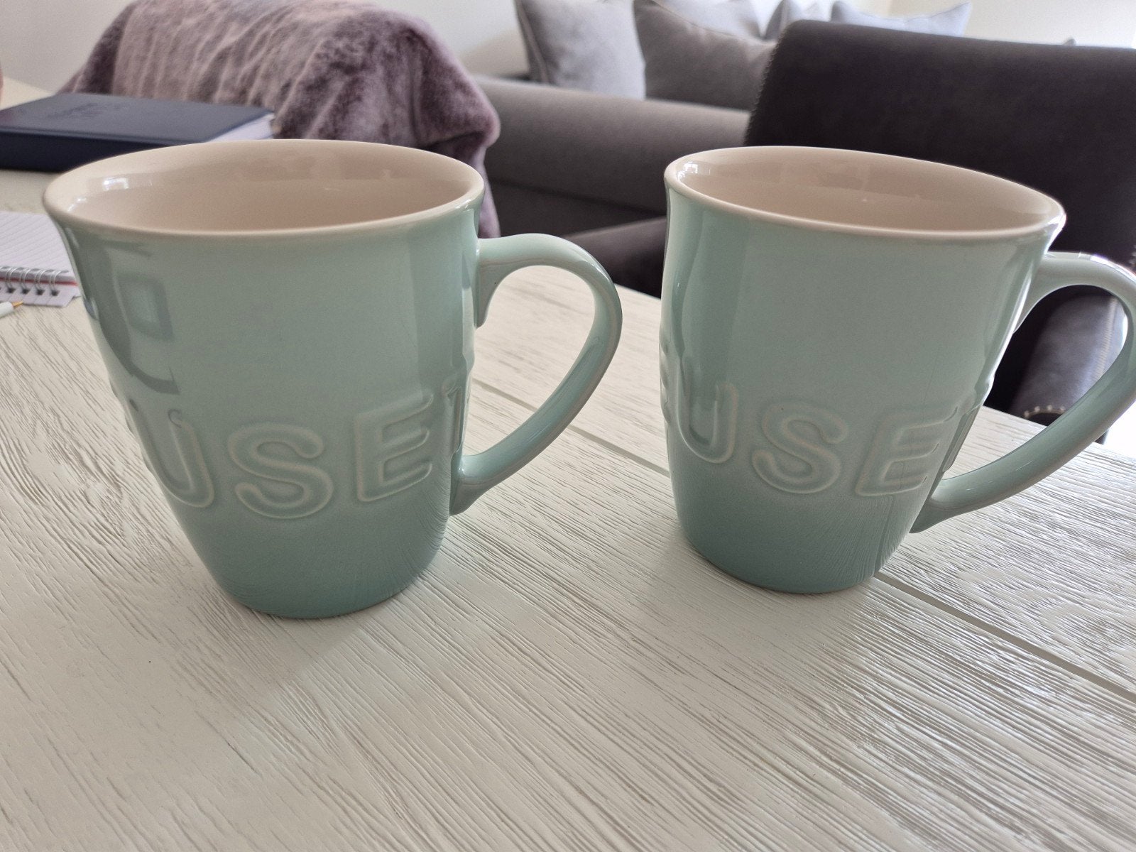 Le Creuset Koffie / Thee mokken - Set van 2 - kleur Sage, Le Creuset, Nieuw, Ophalen of Verzenden, Steen/keramiek
