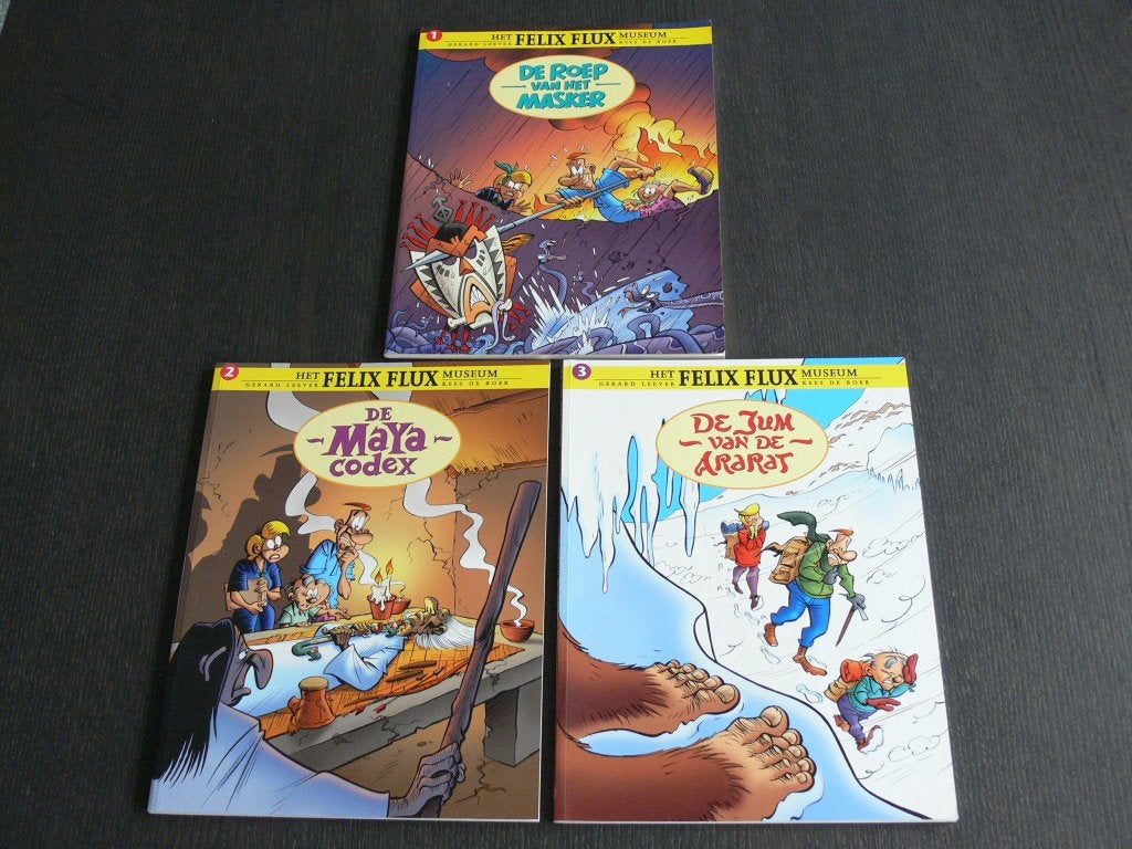 Het Felix Flux museum - deel 1, 2 en 3, Boeken, Stripboeken, Meerdere stripboeken, Ophalen of Verzenden, Zo goed als nieuw