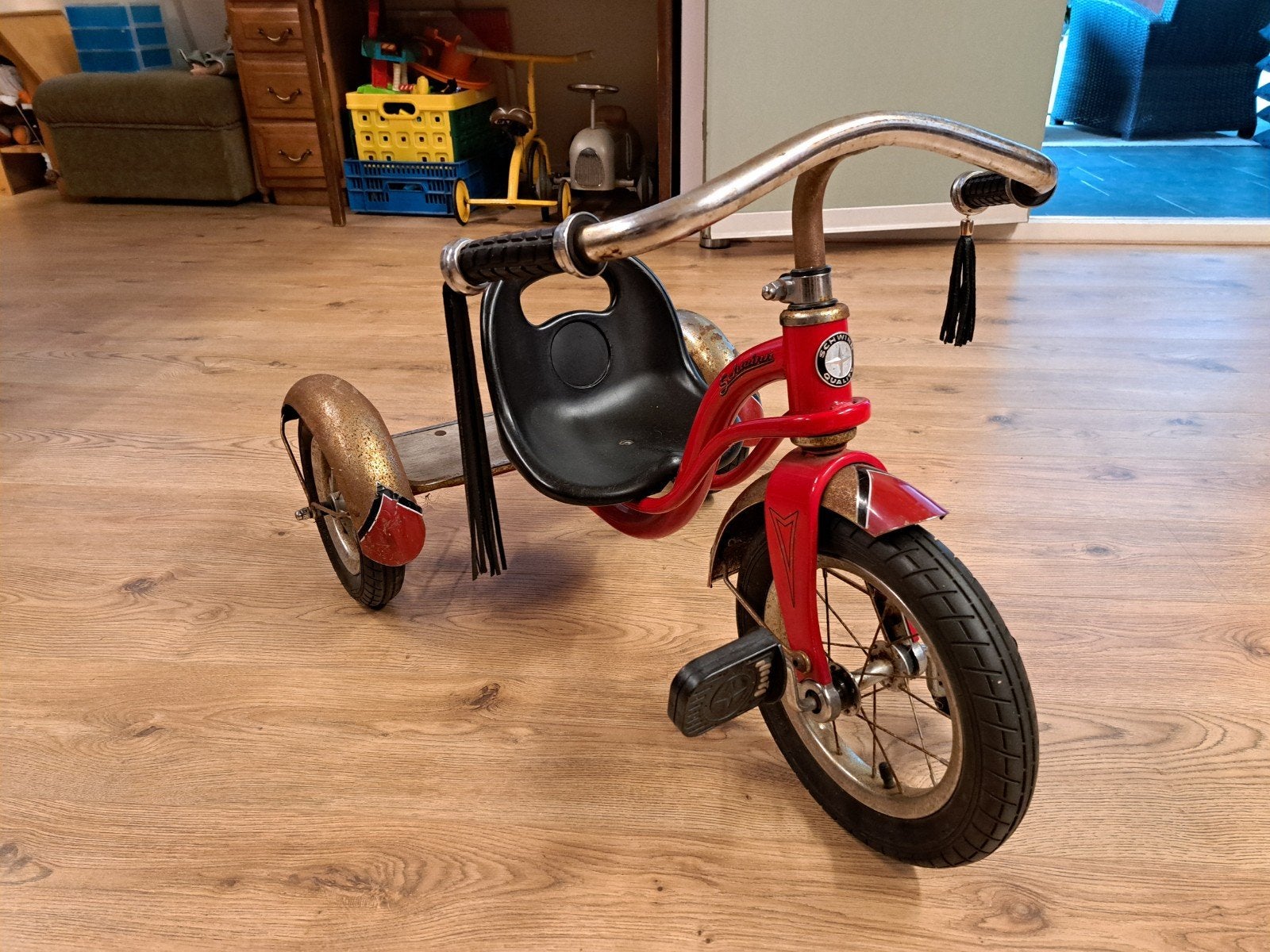 Schwinn driewieler., Ophalen