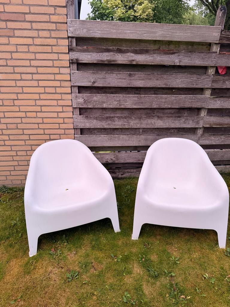 Witte kunststof tuinstoelen IKEA SKARPÖ, Tuin en Terras, Tuinstoelen, Ophalen, Zo goed als nieuw, Kunststof