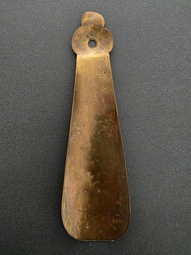 Antieke koperen schoenlepel 13 cm lang, Ophalen of Verzenden