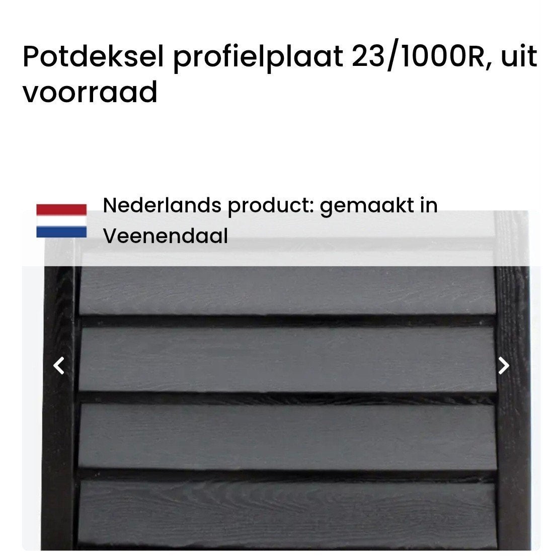 Potdeksel profielplaat 23/1000R, zwart, Ophalen, Minder dan 25 mm, Overige typen, Nieuw