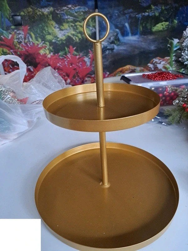 ETAGERE met 2 plateaus z.g.a.n. leuk voor op tafel, Huis en Inrichting, Etagère, Demontabel, Metaal, Ophalen of Verzenden