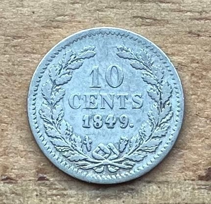 10 cent 1849 Willem II, Postzegels en Munten, Munten | Nederland, Ophalen, Zilver, 10 cent, Losse munt